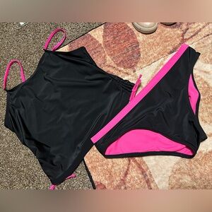 Black and Pink Girls Swim Set NWOT